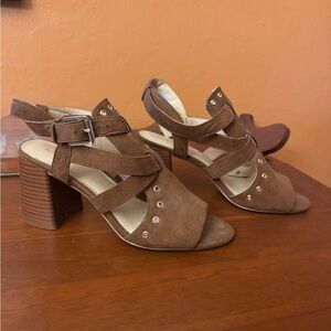 Nine West Suede Brown Strappy Heels